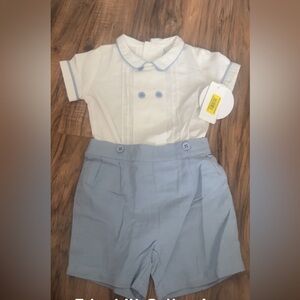 Edgehill Collection White and Light Blue Kids One Piece